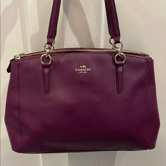 Coach Purple Leather Christie Carryall Tote - Picture 1 of 9